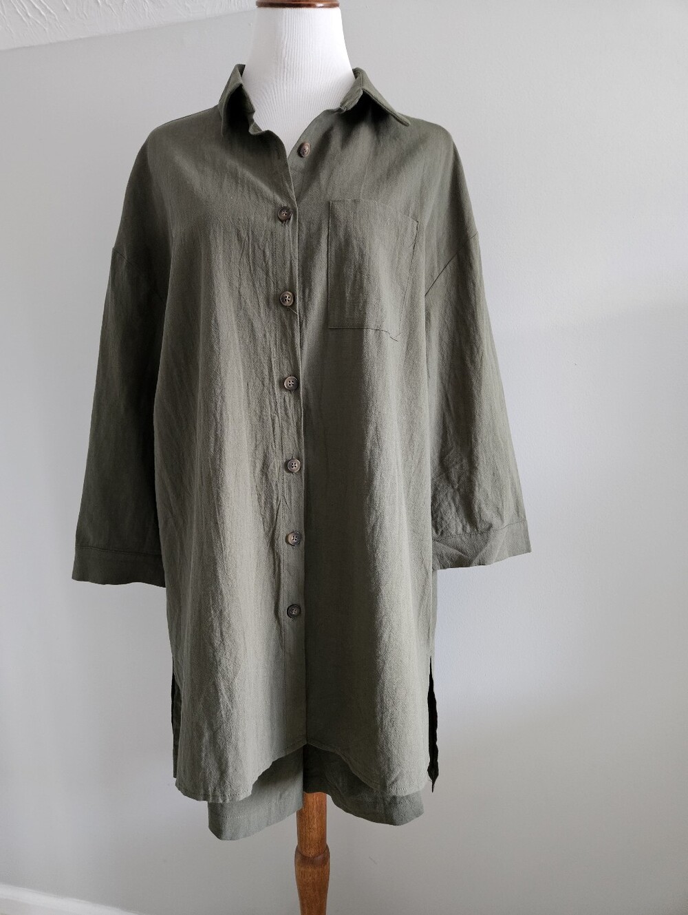 Zeagoo | Olive Green Button-Up Shirt & Shorts Set